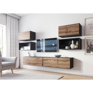 Cama living room furniture set ROCO 3 (2xRO3+2xRO4+2xRO1) antracite/wotan oak