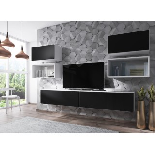 Cama living room furniture set ROCO 3 (2xRO3+2xRO4+2xRO1) white/white/black