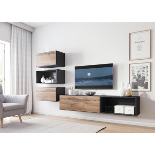 Cama living room furniture set ROCO 4 (RO1+2xRO3+2xRO4) antracite/wotan oak
