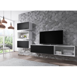 Cama living room furniture set ROCO 4 (RO1+2xRO3+2xRO4) white/white/black