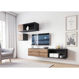 Cama living room furniture set ROCO 5 (RO1+2xRO4+2xRO5) antracite/wotan oak