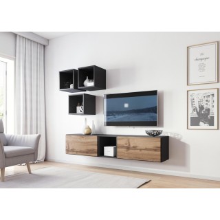 Cama living room furniture set ROCO 8 (2xRO3 + 4xRO6) antracite/wotan oak