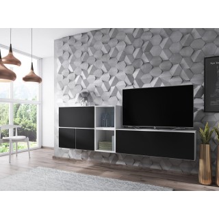 Cama living room furniture set ROCO 9 (RO1+RO3+2xRO6+2xRO5) white/white/black