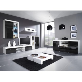 Cama living room storage set SAMBA C white/black gloss