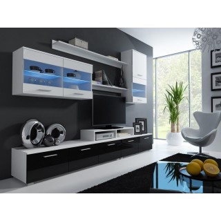 Cama storage cabinets set LOGO II 250/42/190 white/white+black gloss
