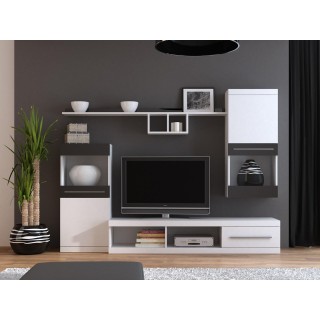 Cama storage cabinets set NICK 220/41/190 white matte/black gloss