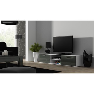 SOHO 5 set (RTV180 cabinet + Wall unit + shelves) White/Grey gloss