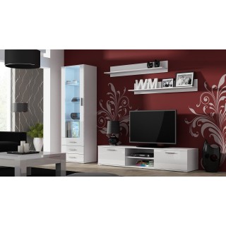 Furniture set SOHO 1 (RTV180 cabinet + S1 cabinet + shelves) White/White Gloss