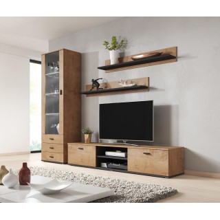 SOHO 1 furniture set (RTV180 cabinet + S1 cabinet + shelves) Oak lefkas/Black
