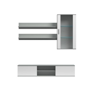SOHO 5 set (RTV180 cabinet + Wall unit + shelves) Grey/Gloss white