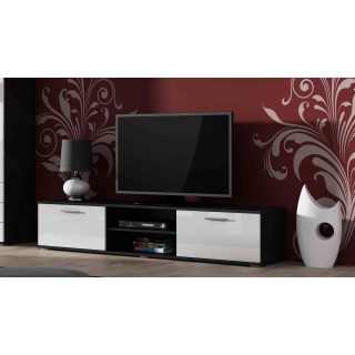 SOHO 1 furniture set (RTV180 cabinet + S1 cabinet + shelves) Black / White Gloss