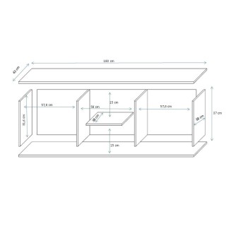 SOHO 5 set (RTV180 cabinet + Wall unit + shelves) Black/White gloss