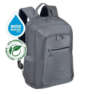 RIVACASE 7523 Alpendorf ECO 13.3-14" Laptop Backpack, grey, waterproof material, eco rPET, pockets for smartphone, documents, accessories, water bottle or umbrella