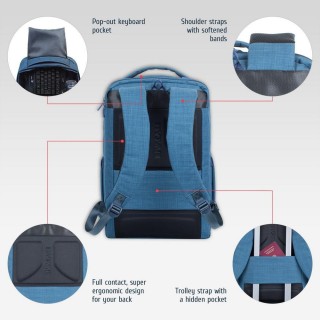 Rivacase 8365 notebook case 43.9 cm (17.3") Backpack Blue