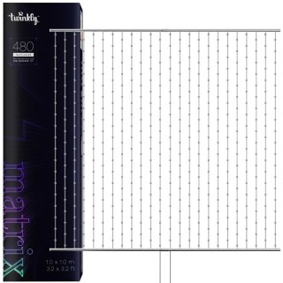 Twinkly Matrix - 480 RGB LED Pearl-shaped lights, clear wire, 3.3x3.3ft F-plug type