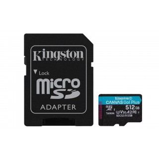 Kingston Technology 512GB microSDXC Canvas Go Plus 170R A2 U3 V30 Card + ADP