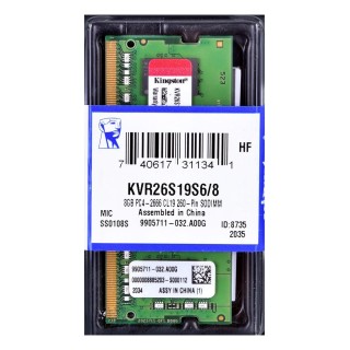 Kingston Technology ValueRAM KVR26S19S6/8 memory module 8 GB 1 x 8 GB DDR4 2666 MHz