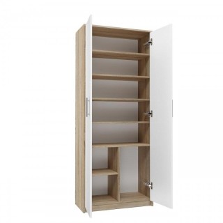 Filing cabinet OLIV 2D 74x35x180 cm, Sonoma/White