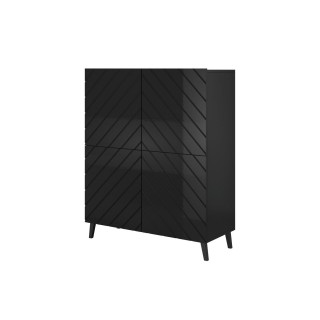 Shelving unit ABETO 100.5 x 40 x 121.5 cm black/gloss black