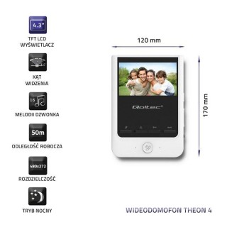 Qoltec 51780 Video doorphone Theon 4 | TFT LCD 4.3" | White
