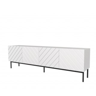 ABETO RTV cabinet on black steel frame 200x42x60 white/gloss white