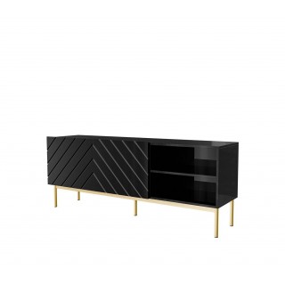 ABETO RTV cabinet on golden steel frame 150x42x60 black/gloss black