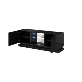 Cama TV cabinet QIU 160 MDF black gloss/black gloss