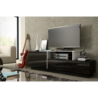 Cama TV cabinet SIGMA 3 180 black/black gloss + biały