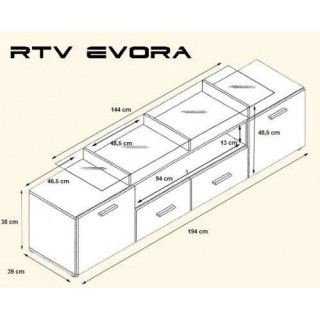 Cama TV stand EVORA 200 plum tree/grey gloss