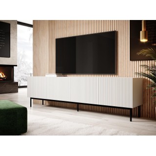 PAFOS RTV cabinet on black steel frame 200x40x60 cm white matt