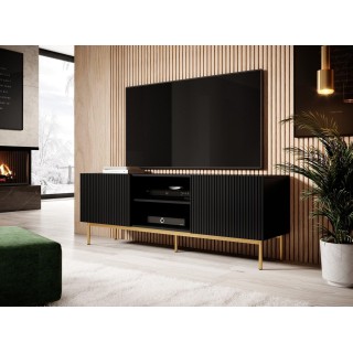 PAFOS RTV cabinet on golden steel frame 150x40x60 cm matte black