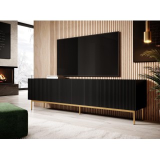 PAFOS RTV cabinet on golden steel frame 200x40x60 cm matte black