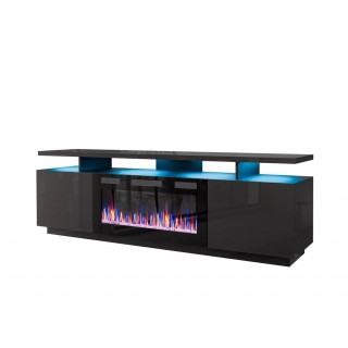 RTV EVA cabinet with electric fireplace 180x40x52 cm graphite/glossy graphite