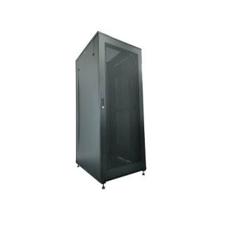 Q-LANTEC Server cupboard 42U 600x1000, perforated steel front door, black FLAT PACK