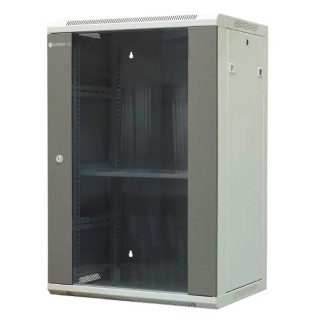 EMITERNET Separate hanging cabinet 19" 18U, sheet metal/glass doors, 600×450×910mm width/depth/height EM/AP6418