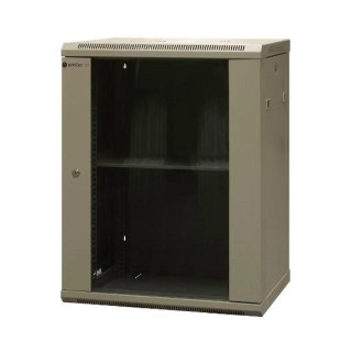 EMITERNET Single-wall hanging cabinet 19'' 15U, unassembled, sheet metal/glass doors, 600x450x770mm width/depth/height. EM/AS6415X