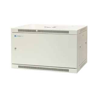 EMITERNET Single wall-mounted cabinet 19'' 6U, full sheet metal door, 600×450×370mm width/depth/height. EM/AP6406-B