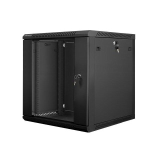 Lanberg wall-mounted installation rack cabinet 19'' 12U 600x600mm black (glass door)