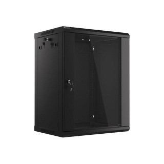 Lanberg wall-mounted installation rack cabinet 19'' 15U 600x450mm black (glass door)