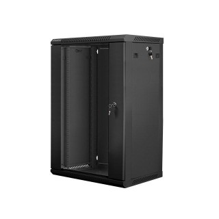 Lanberg wall-mounted installation rack cabinet 19'' 18U 600x450mm black (glass door)