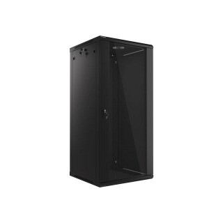 Lanberg wall-mounted installation rack cabinet 19'' 27U 600x600mm black (glass door)