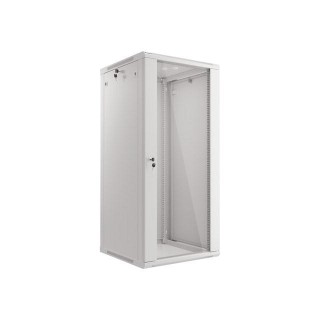 Lanberg wall-mounted installation rack cabinet 19'' 27U 600x600mm gray (glass door)
