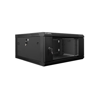 Lanberg wall-mounted installation rack cabinet 19'' 4U 600x600mm black (glass door)