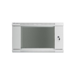 Lanberg wall-mounted installation rack cabinet 19'' 6U 600x600mm gray (glass door)