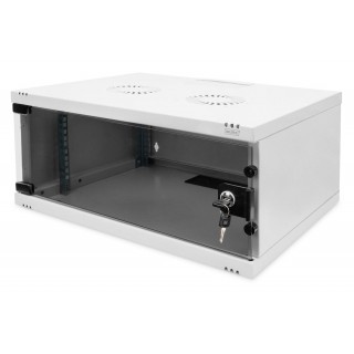 Wall-mounted network cabinet 19" 4U, SOHO 241 x 540 x 400 mm, door glass, grey, unfolded, 60kg