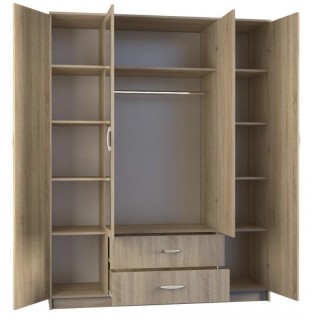 Topeshop ROMANA 160 SON bedroom wardrobe/closet 11 shelves 4 door(s) Oak