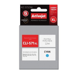 Activejet ACC-571CNX Ink cartridge (replacement for Canon CLI-571XLC; Supreme; 12 ml; cyan)