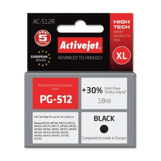 Activejet AC-512R Ink cartridge (replacement for Canon PG-512; Premium; 18 ml; black)