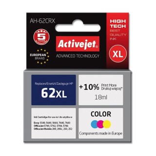 Activejet AH-62CRX ink (replacement for HP 62XL C2P07AE; Premium; 18 ml; color)