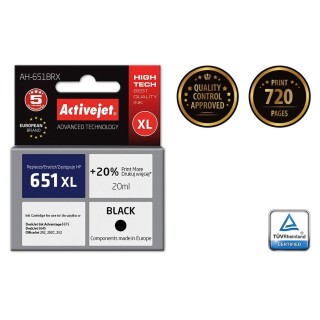 Activejet AH-651BRX Ink (replacement for HP 651 C2P10AE; Premium; 20 ml; black)